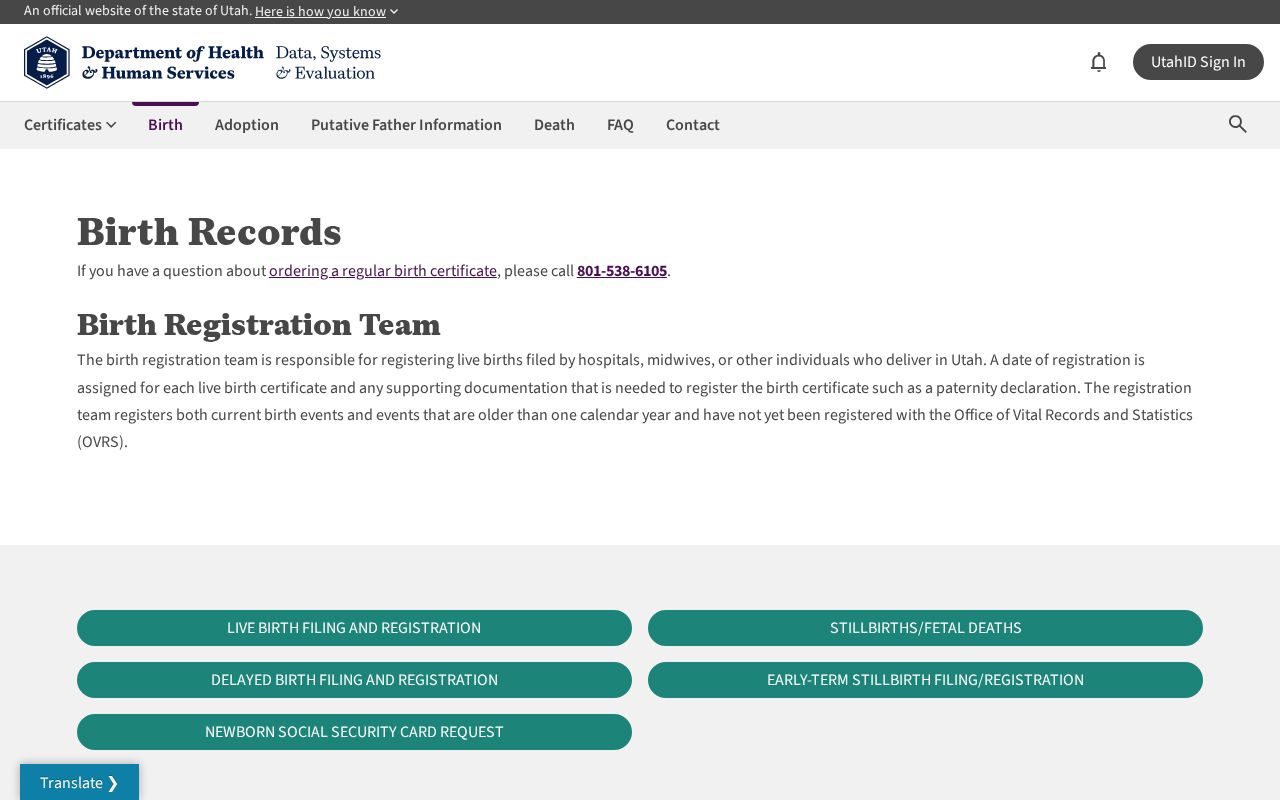 Utah birth record access for the Ogden resident lookup