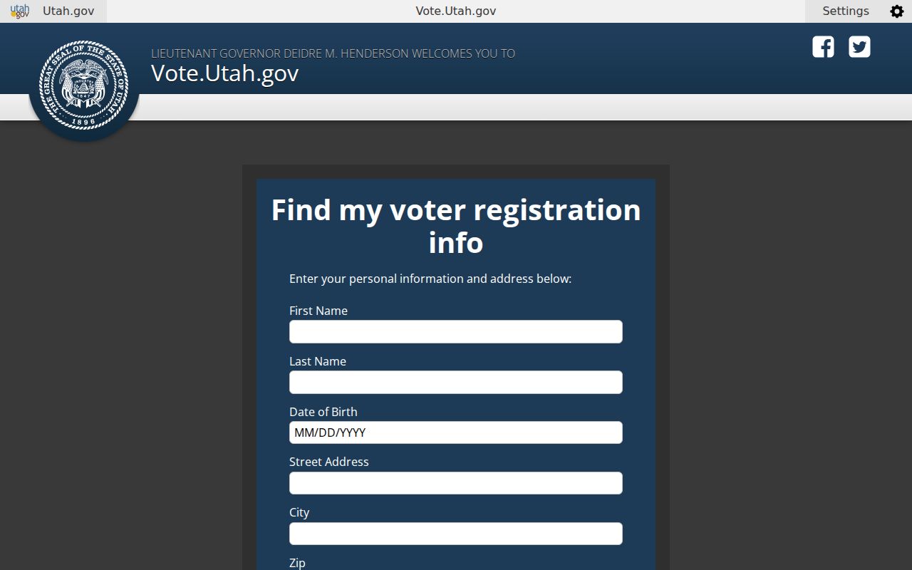 Utah voter ZIP field for the Ogden ZIP code directory